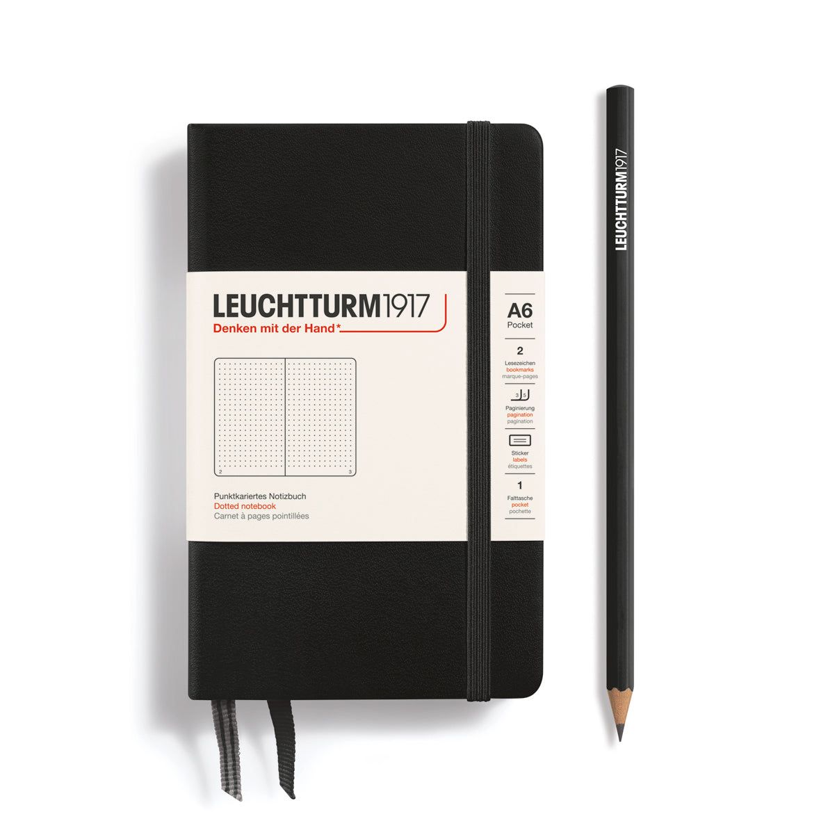 LEUCHTTURM1917 Hardcover Notebook Pocket (A6) – Dotted - Black