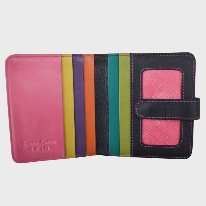 ili New York 7301 BI-Fold Credit Card Wallet - Black Brights