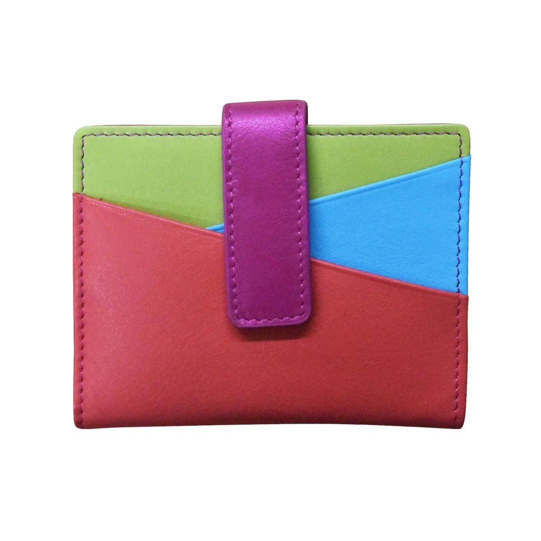 ili New York 7803 Mini asymmetric card wallet with tab - Paradise Multi