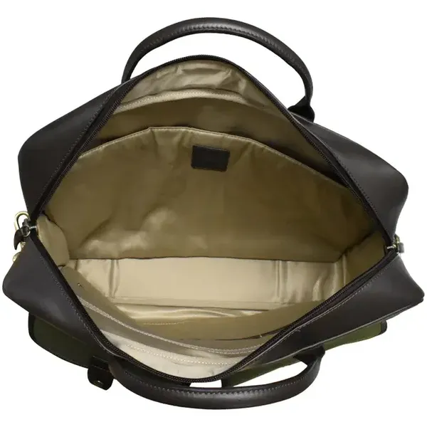 ili New York Canvas Travel Briefcase - Olive/Dark Brown