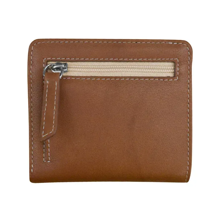 ili New York 7831 Two Tone Mini Bifold Wallet - Antique Saddle/Stone