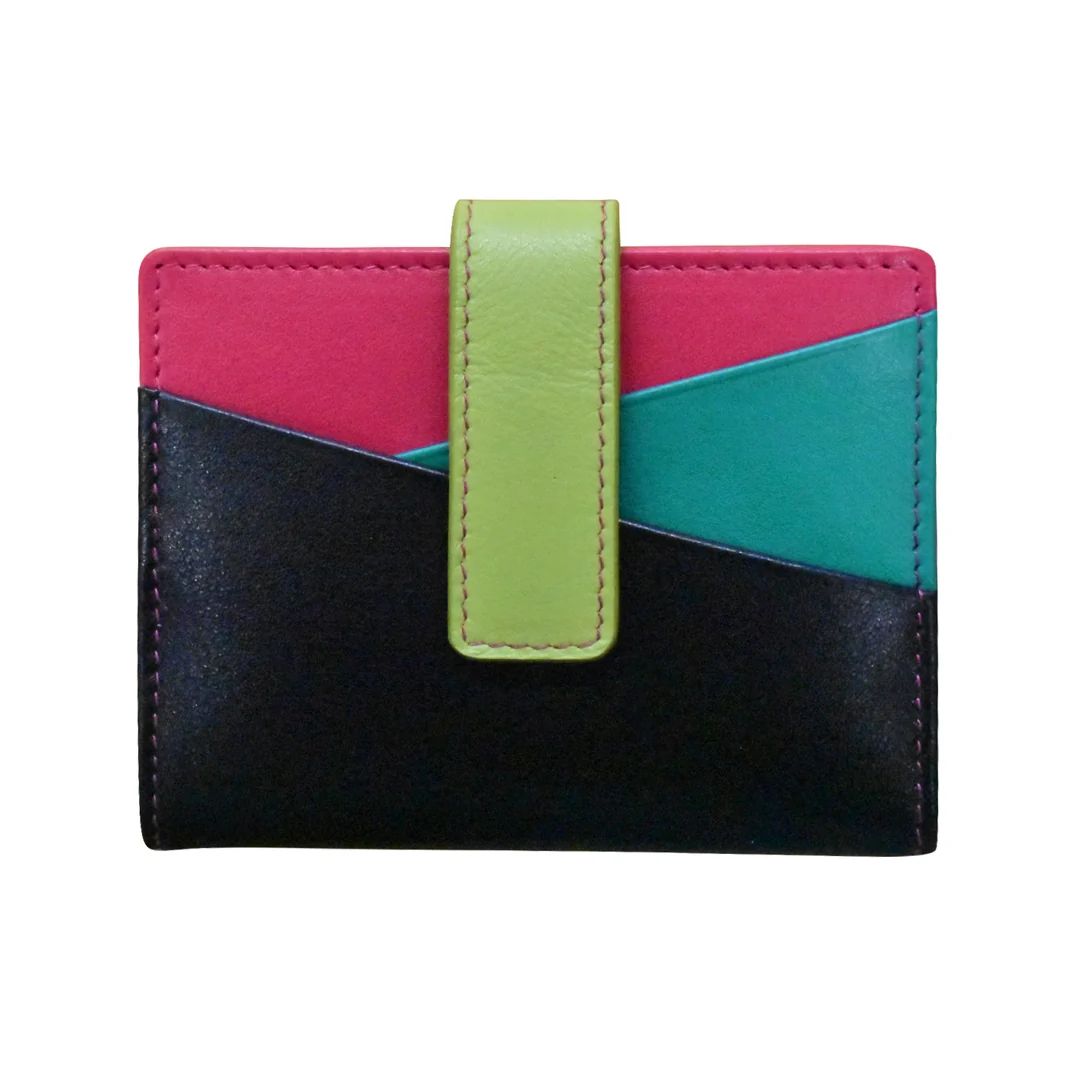 ili New York 7803 Mini asymmetric card wallet with tab - Black Brights