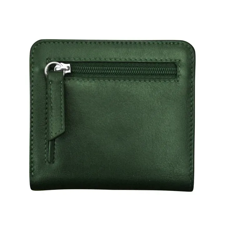 ili New York 7831 Two Tone Mini Bifold Wallet - Hunter Green/Saddle