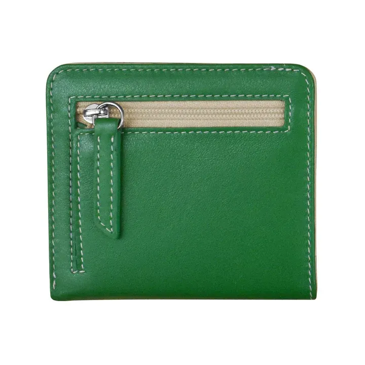ili New York 7831 Two Tone Mini Bifold Wallet - Emerald/Stone