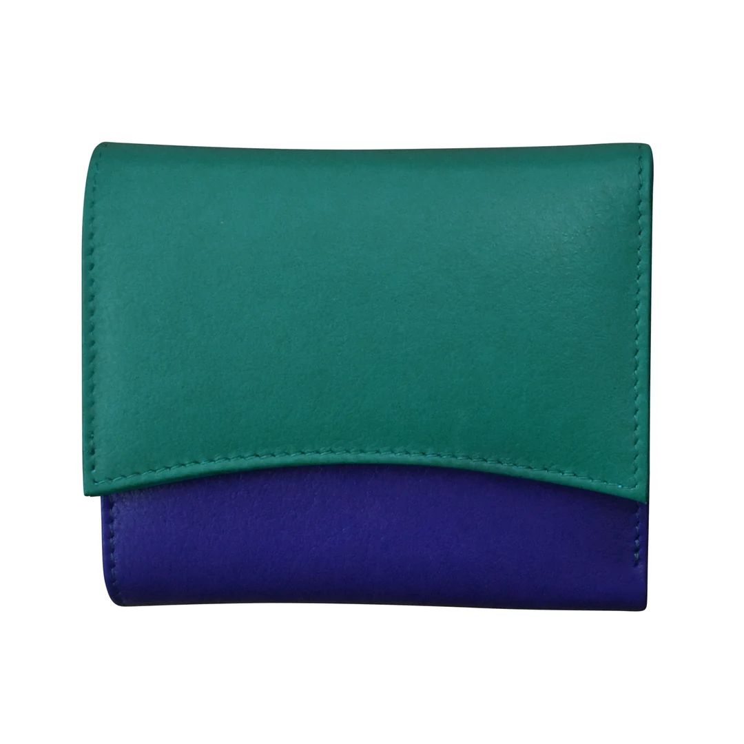 ili New York 6233 Two tone pocket wallet - Aqua/Cobalt
