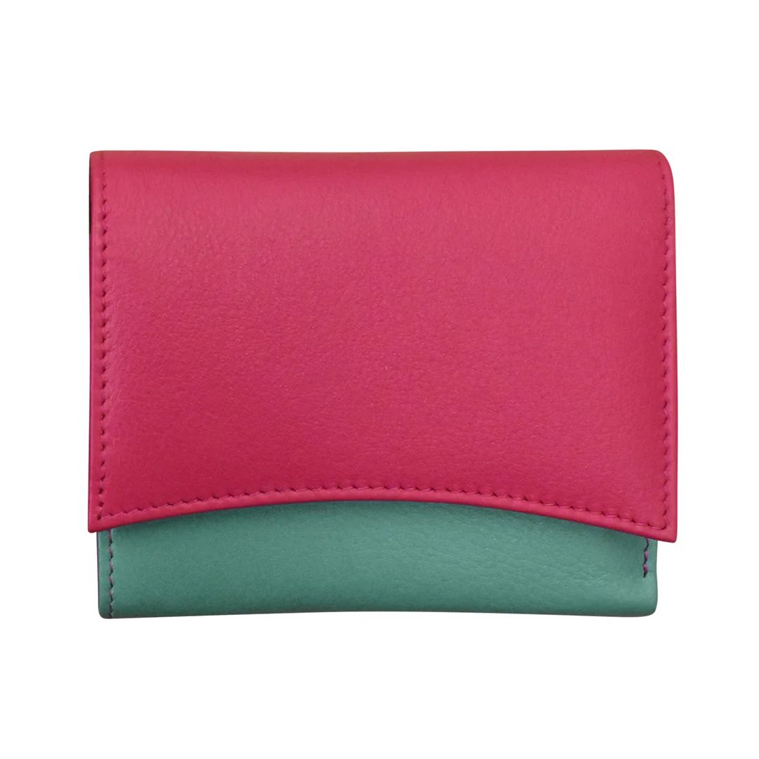 ili New York 6233 Two tone pocket wallet - Indian Pink/Turquoise