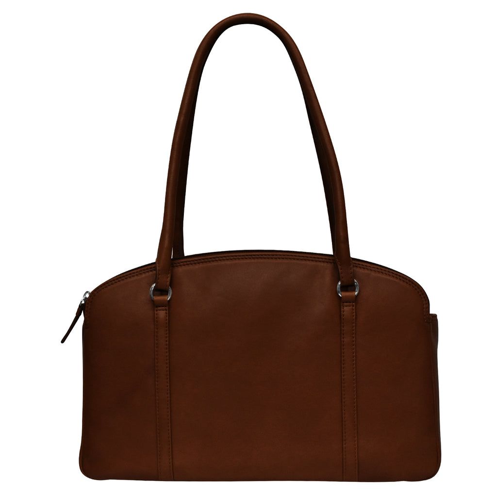 ili New York 6597 Double Zip Shoulder Bag - Rustic Brown