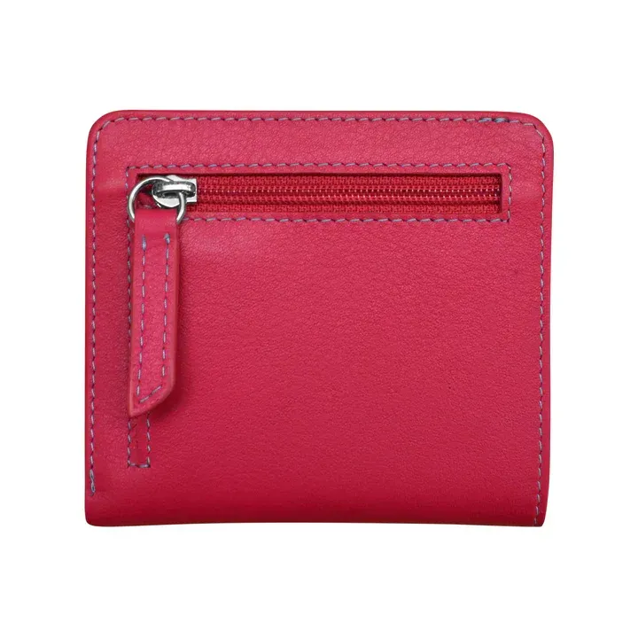 ili New York 7831 Two Tone Mini Bifold Wallet - Indian Pink/Turquoise
