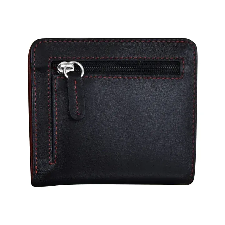 ili New York 7831 Two Tone Mini Bifold Wallet - Black/Red