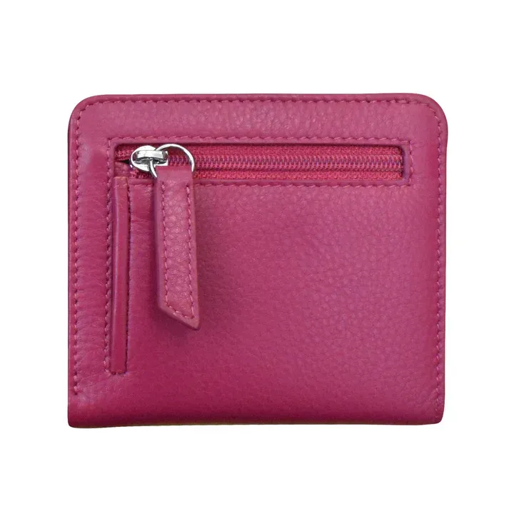 ili New York 7831 Two Tone Mini Bifold Wallet - Orchid/Hunter Green