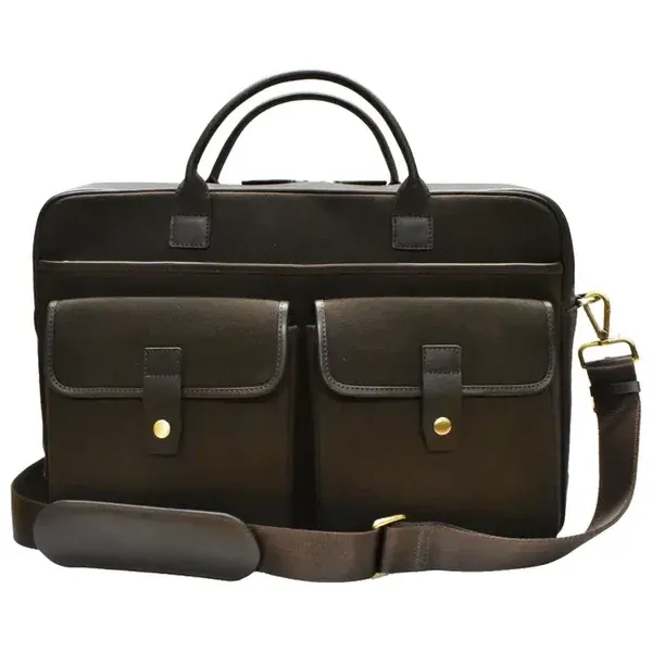 ili New York Canvas Travel Briefcase - Dark Brown