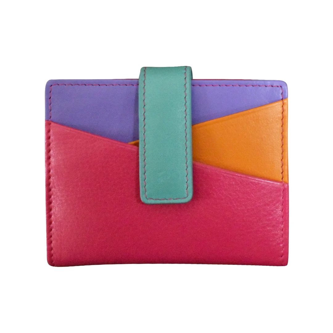 ili New York 7803 Mini asymmetric card wallet with tab - Palm Beach