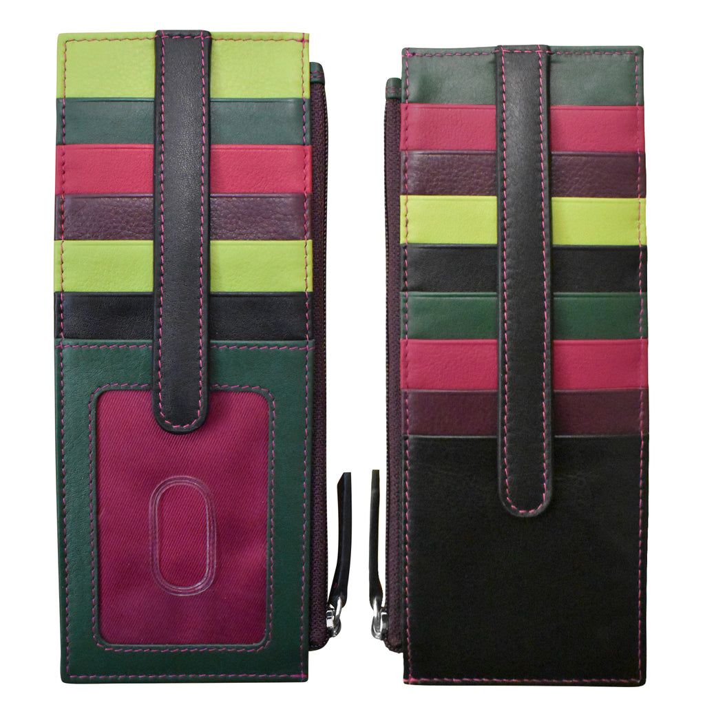 ili New York 7800 Double Sided Long Credit Card Holder - Forest Multi