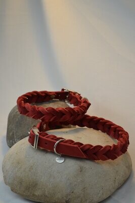 Lederhalsband geflochten - rot, Größe: 40 - 46 cm