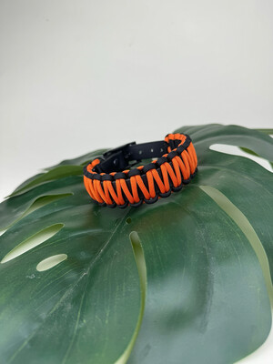 Biothane-Halsband mit Paracord - Fox Orange / Schwarz