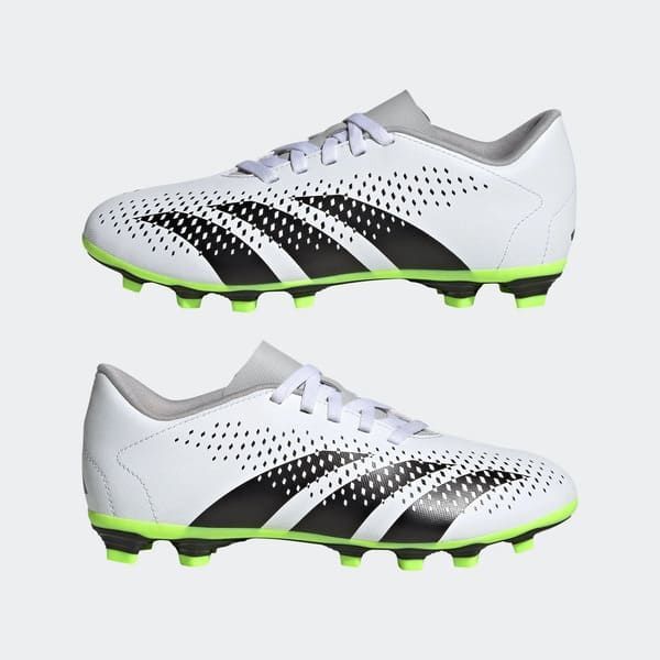 Scarpe calcio bambino Adidas Predator Accuracy.4 FxG bianco/nero/grigio/verde fluo