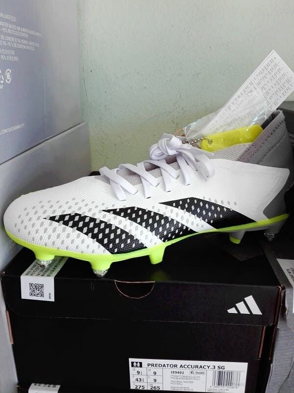 Scarpe da calcio Adidas Predator Accuracy.3 Soft Ground bianco/grigio/nero/verde fluo