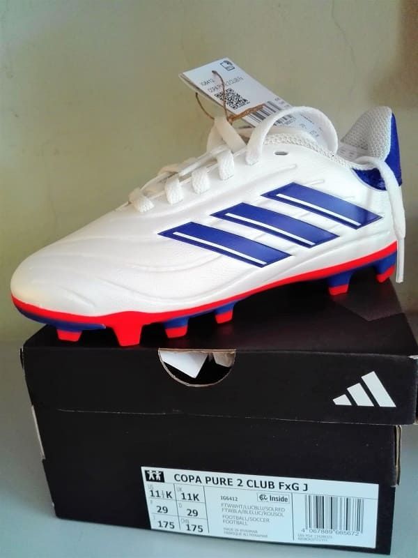 Scarpe calcio Copa Pure 2 Club FxG Junior bianco/blu/arancio - Adidas