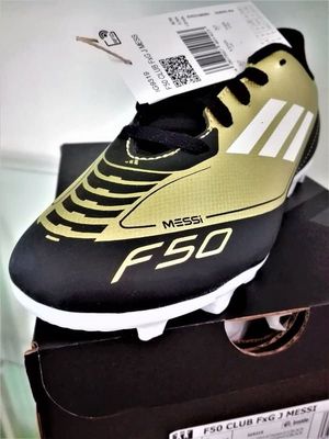 Adidas F50 Club FxG J Messi Scarpe da calcio F50 Club Flexible Ground Junior Messi oro/nero/bianco - Adidas