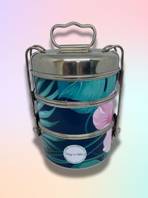 Groen met roze bloem