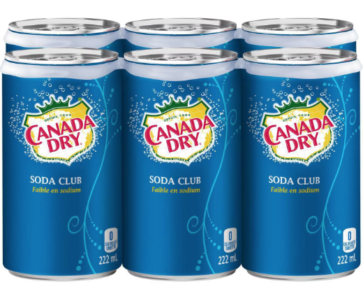 CANADA DRY CLUB SODA 7.5 OZ 6PK  CANS