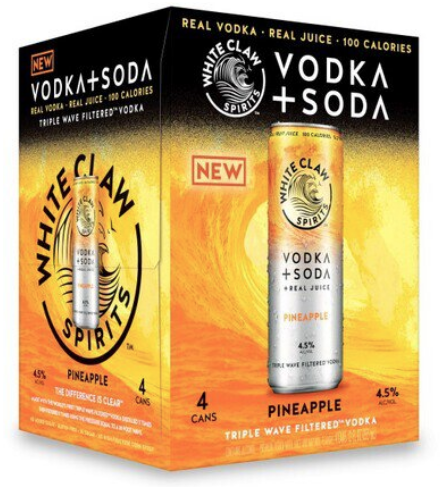 WHITE CLAW PINEAPPLE VODKA SODA 4PK CANS
