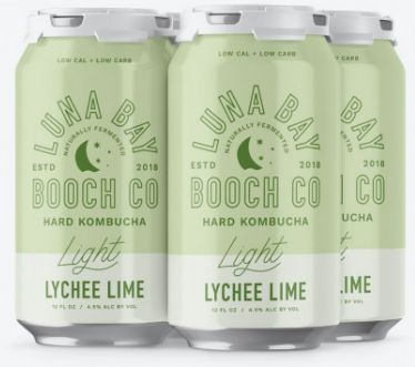 LUNA BAY LIGHT LYCHEE LIME HARD KOMBUCHA 4PK CANS