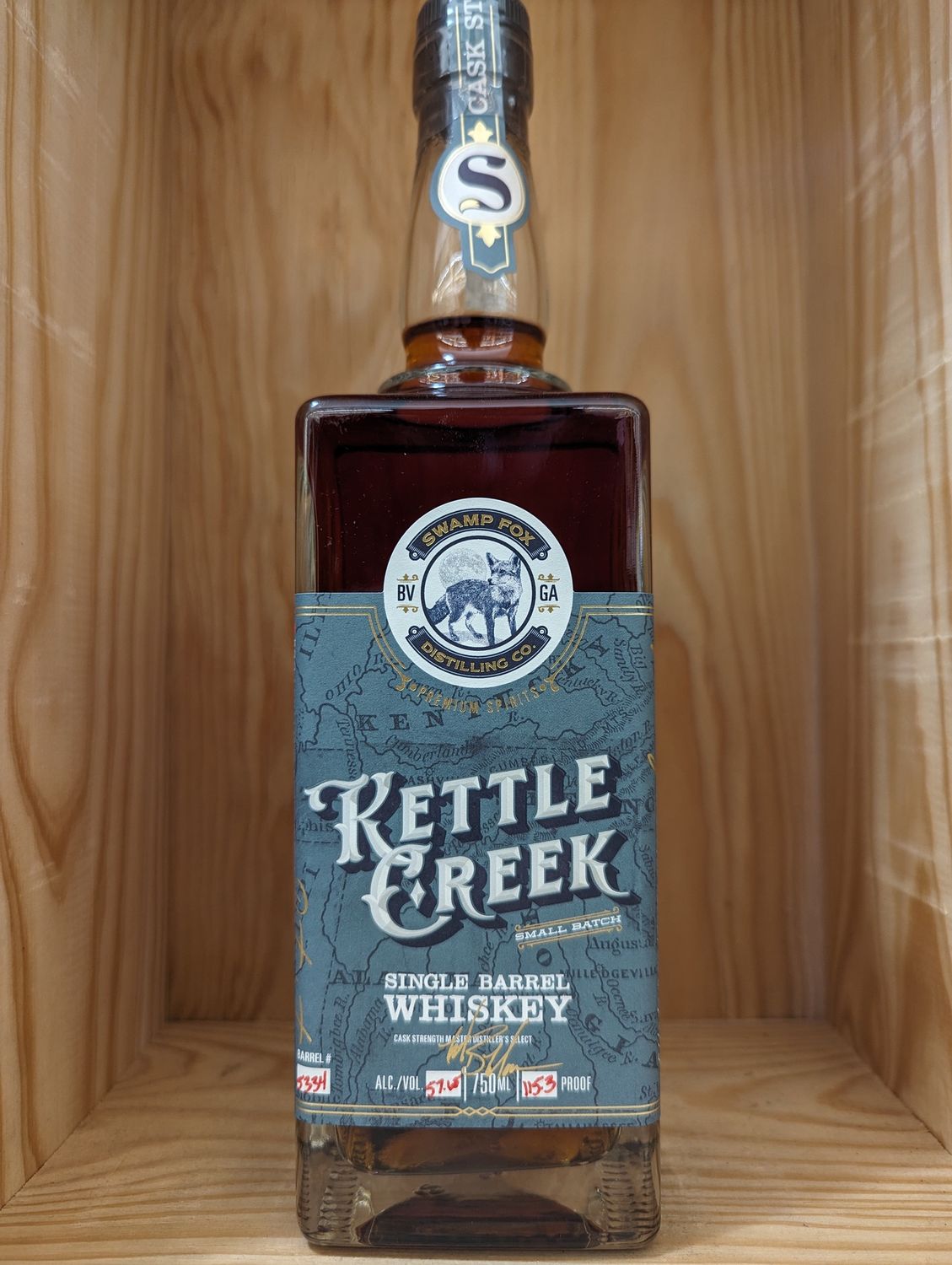 SWAMP FOX DISTILLING KETTLE CREEK SINGLE BARREL WHISKEY  - 750ML