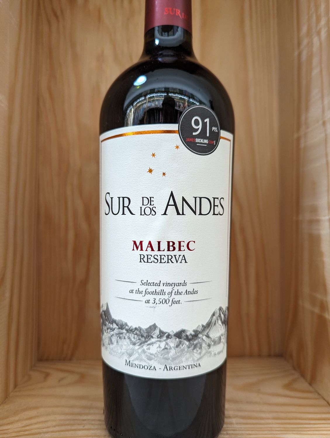 SUR DE LOS ANDES MALBEC RESERVA 2021 91 POINTS WINE ENTHUSIAST