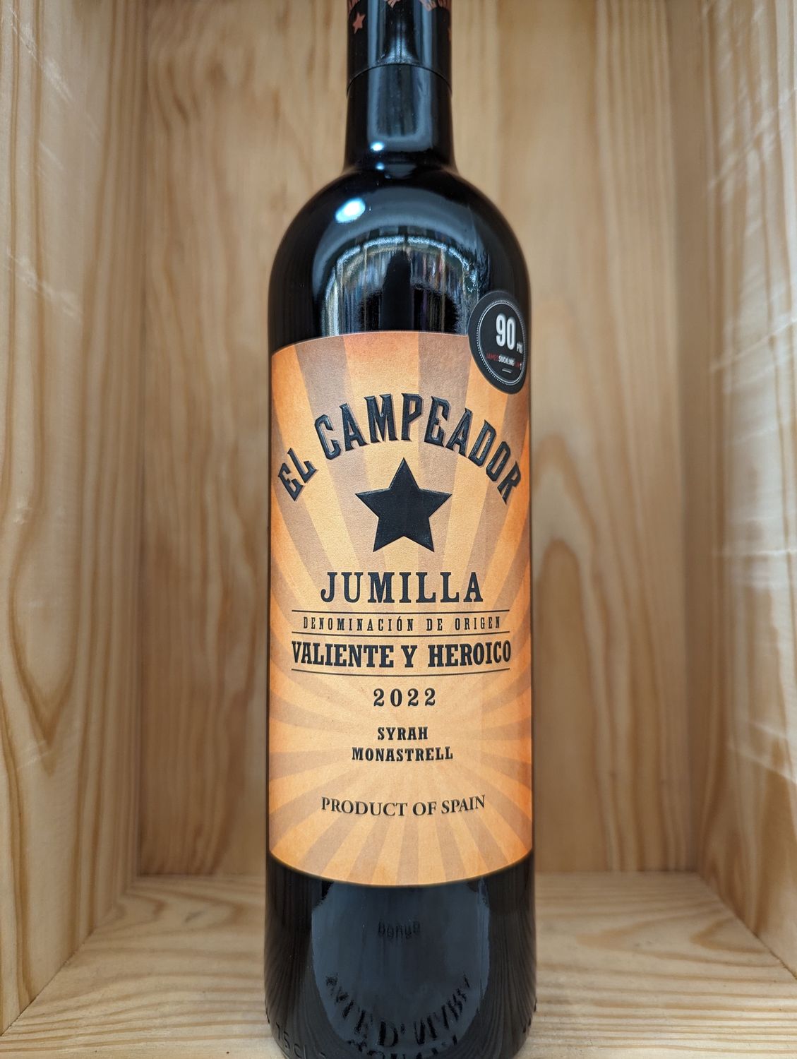 EL CAMPEADOR JUMILLA VALIENTE Y HEROICO SYRAH MONASTRELL 2022 JAMES SUCKLING 90 POINTS