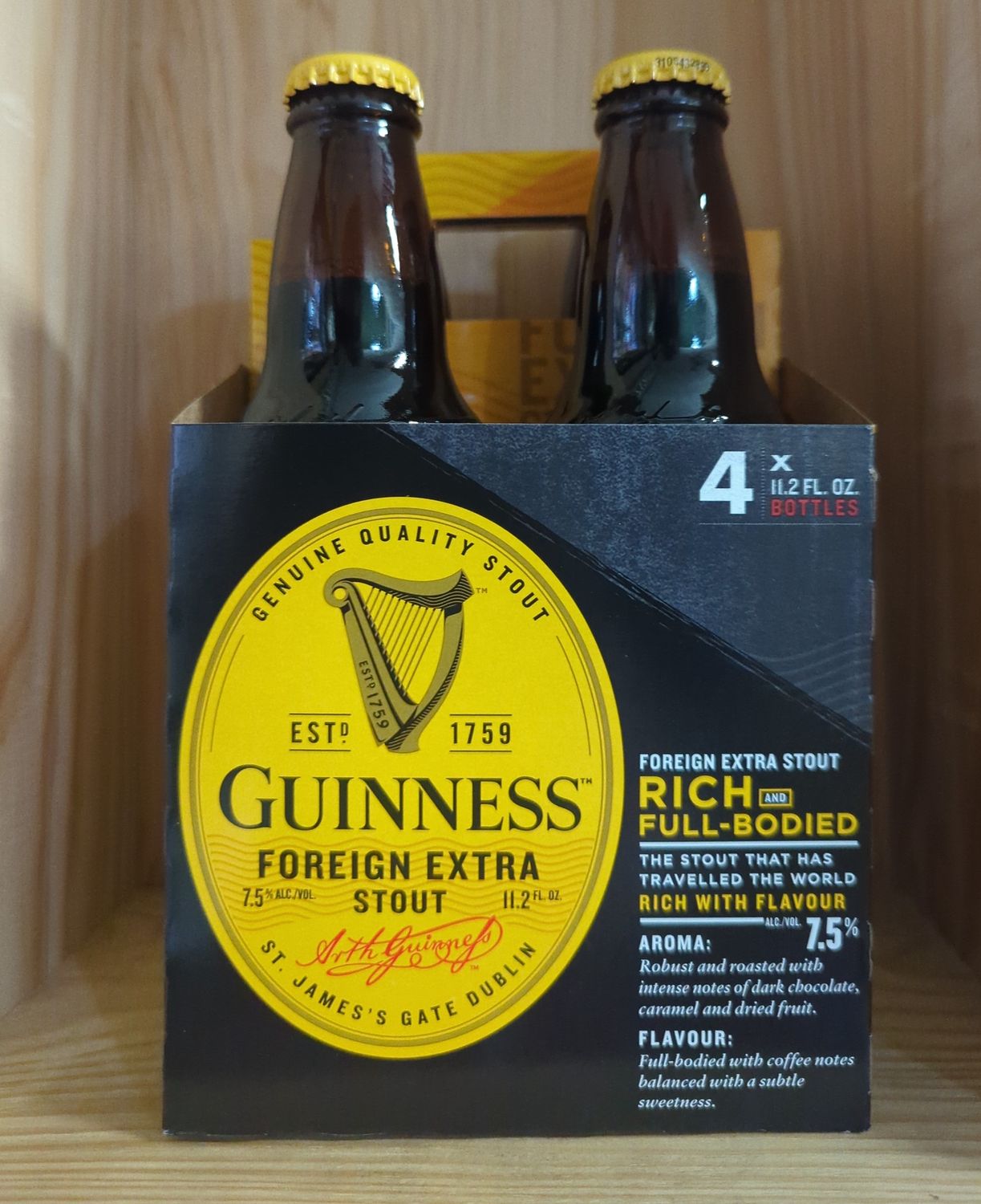 GUINNESS FOREIGN EXTRA STOUT 4PK BTLS