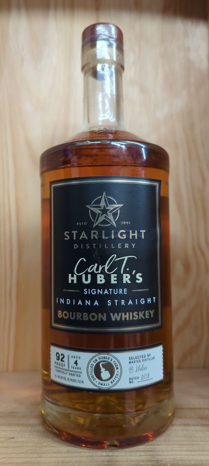 STARLIGHT DISTILLERY CARL T. HUBER&#39;S SIGNATURE INDIANA STRAIGHT BOURBON WHISKEY 750ML REGULARLY $44.99