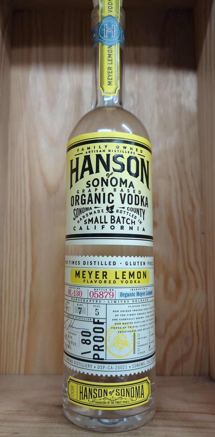 HANSON ORGANIC MEYER LEMON FLAVORED VODKA REGULARLY $34.99