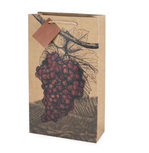 ILLUSTRATED GRAPES DOUBLE WINE BAG