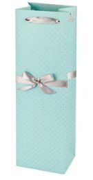 BLUE ELEGANT WINE BAG WITH SILVER RIBBON