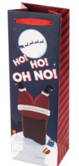 HO! HO! OH NO! SINGLE WINE BOTTLE GIFT BAG