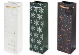 YULETIDE ASSORTED SINGLE BOTTLE WINE GIFT BAG