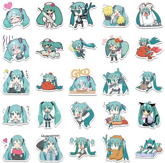 Set 5 pegatinas Miku