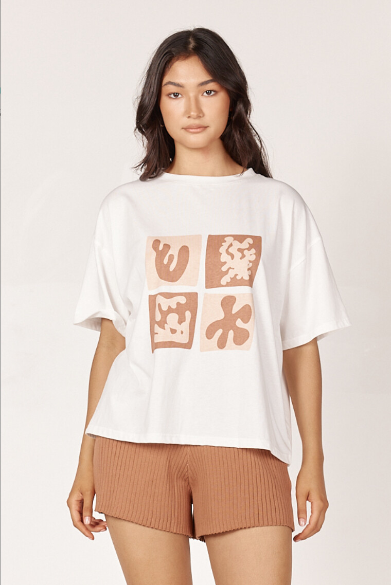 GATS Leora Tee/ Ivory &amp; Brwn