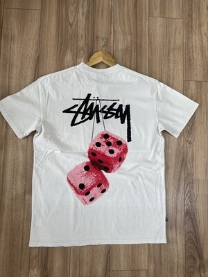 Stussy Fuzzy Dice SS Tee/ Washed White