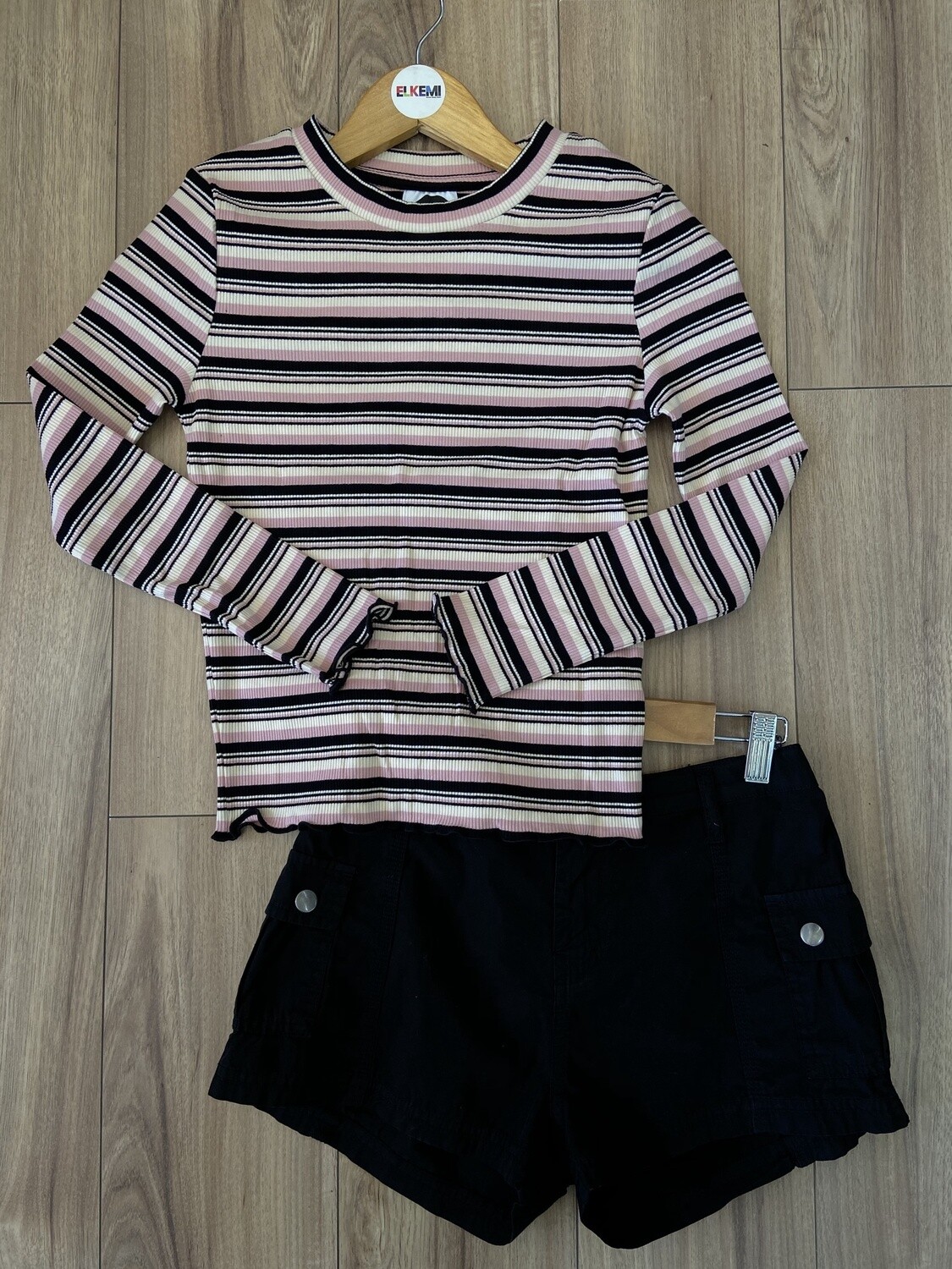 Eve Girl Flora L/S Rib Tee/ Stripe  [8-16 YEARS]