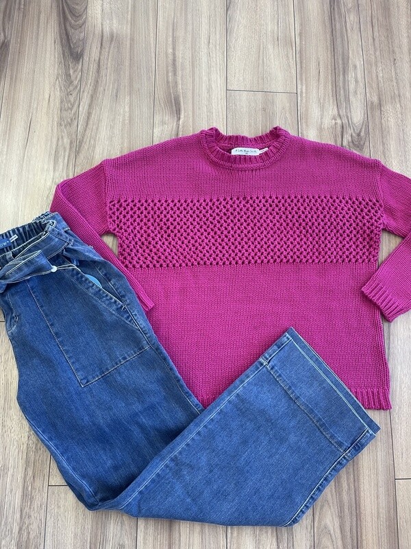 101 Panel Stitch Jumper / Magenta