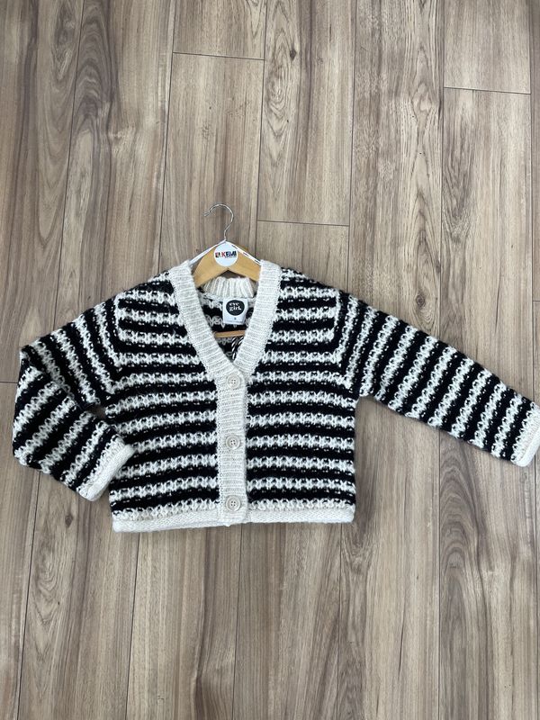 Eve Girl Cameron Cardi/ Blk/Whte [8-16YEARS]