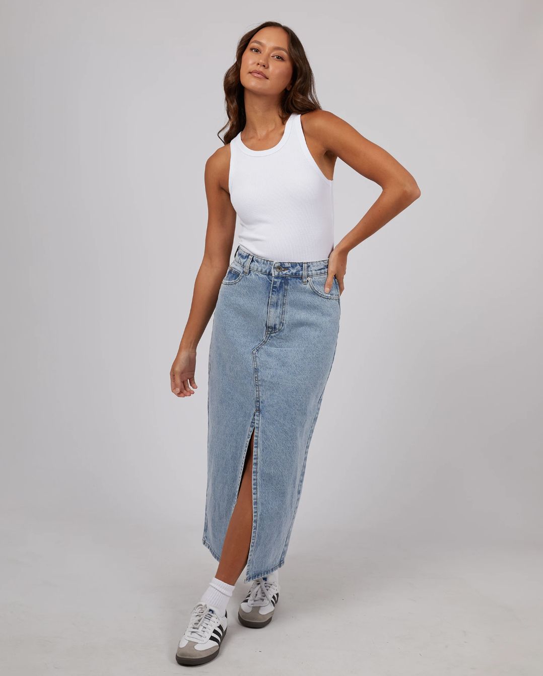 Silent Theory Eva Maxi Skirt/ Light Blue