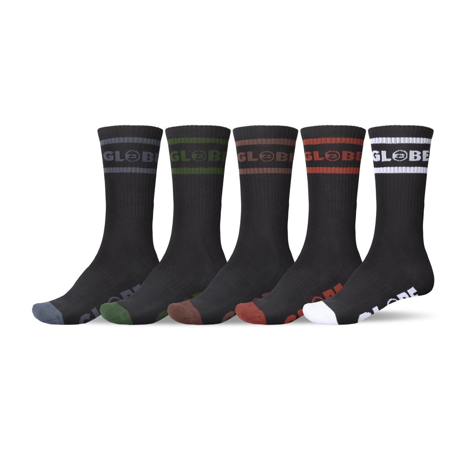 Globe Tilt Hi Crew Socks 5pack/BLK [7-11MENS]