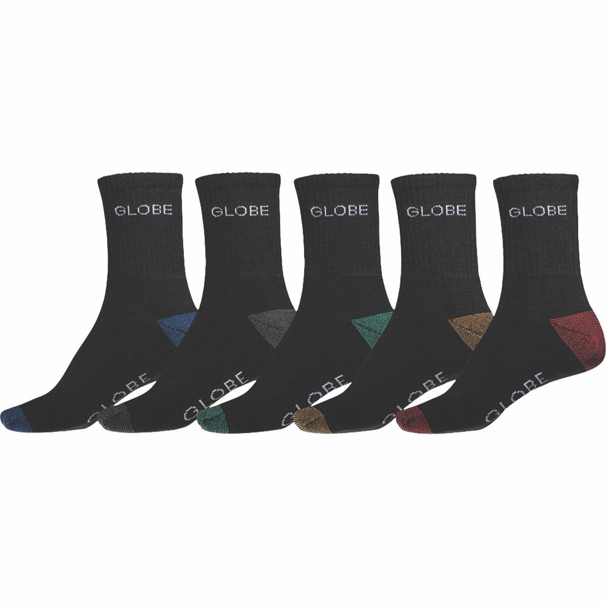 Globe Ingles Crew Socks 5pack/BLK [7-11MENS]