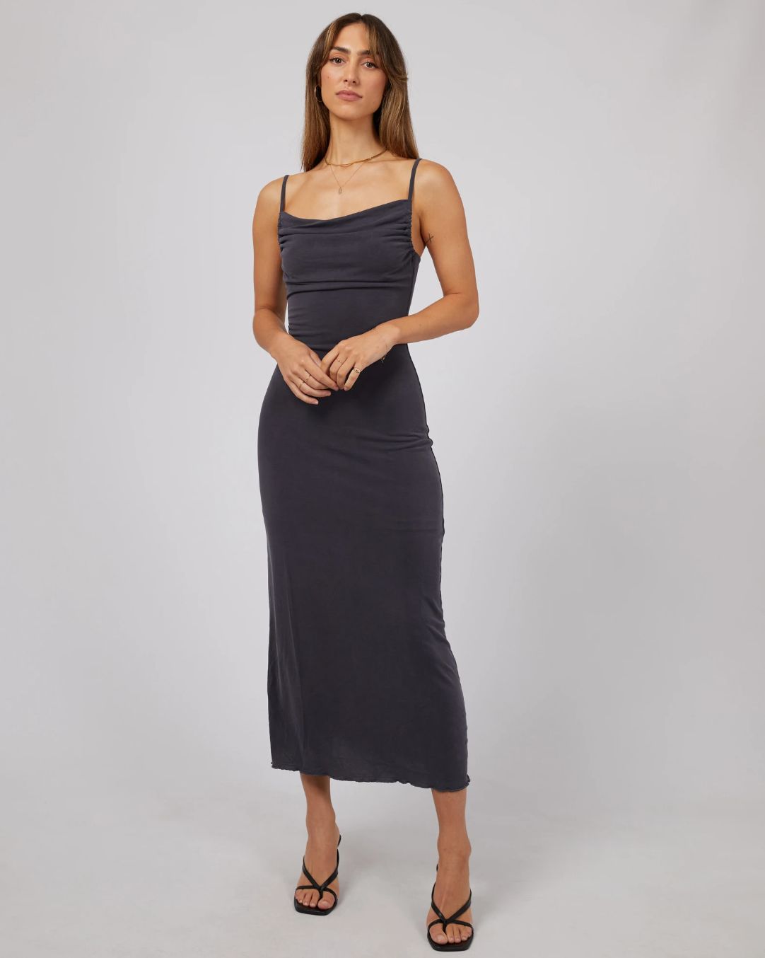 Jorge Luxe Cowl Neck Maxi Dress/ Steel