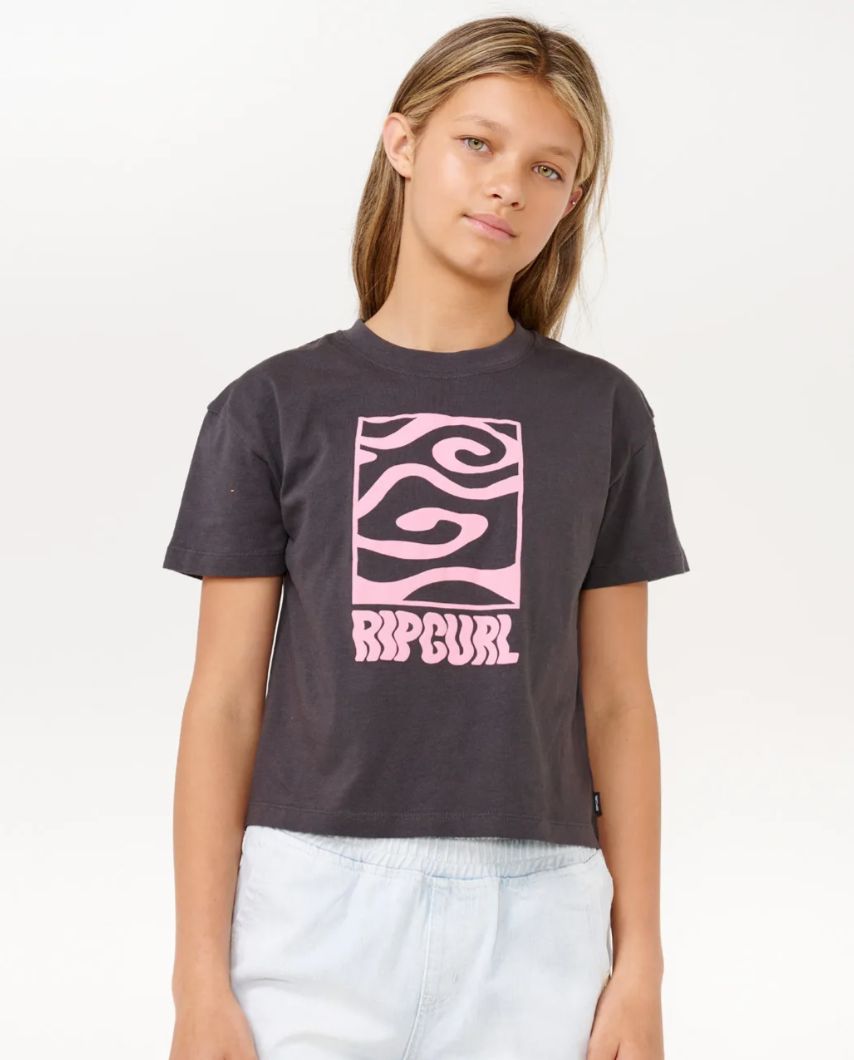 Rip Curl Sun Sol Logo Crop Tee - Girl/ Washed Black [8-16YEARS]