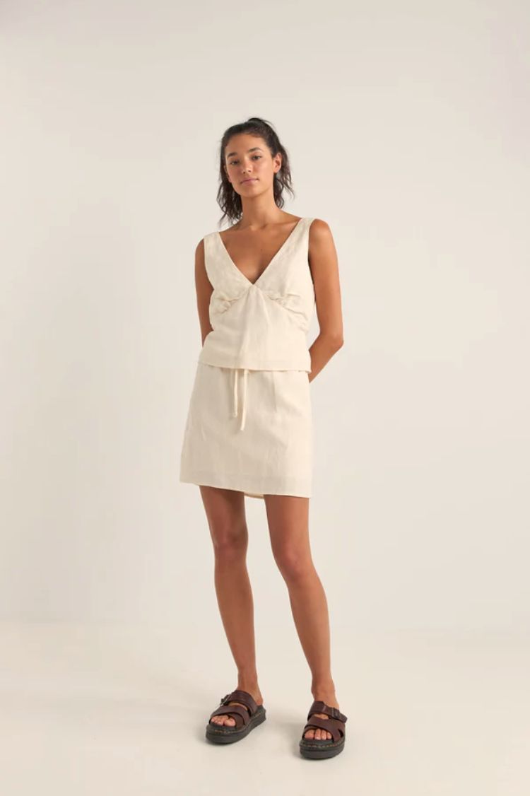 Rhythm Lenny Drawcord Skirt/ Cream
