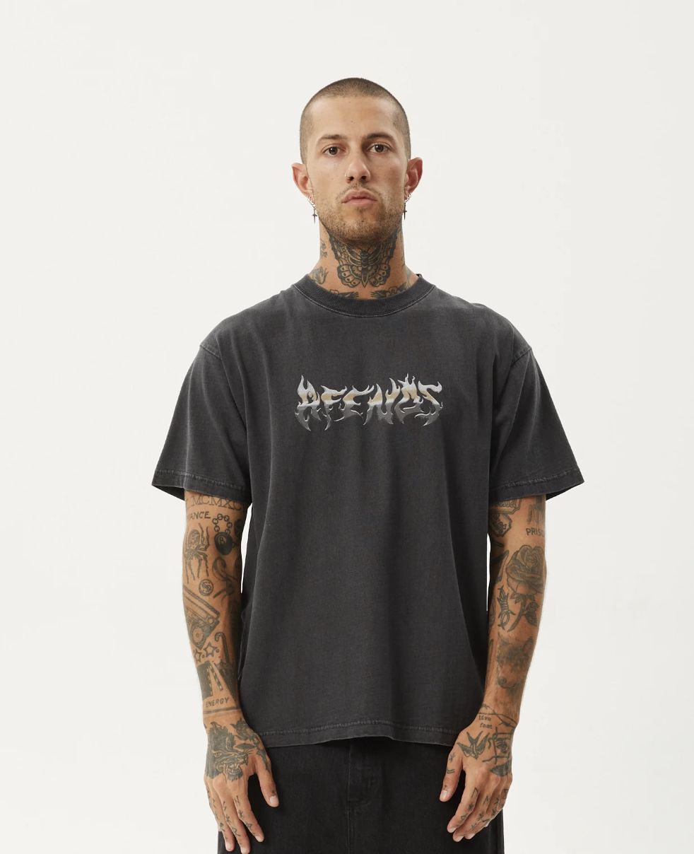 Afends Scorched Heavy Recycled Boxy Fit Tee/ Stone Black